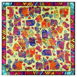 Boho Crazy Cat Square Scarf 24"x24"